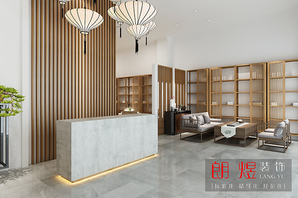 現代中式300平會所茶樓裝修效果圖